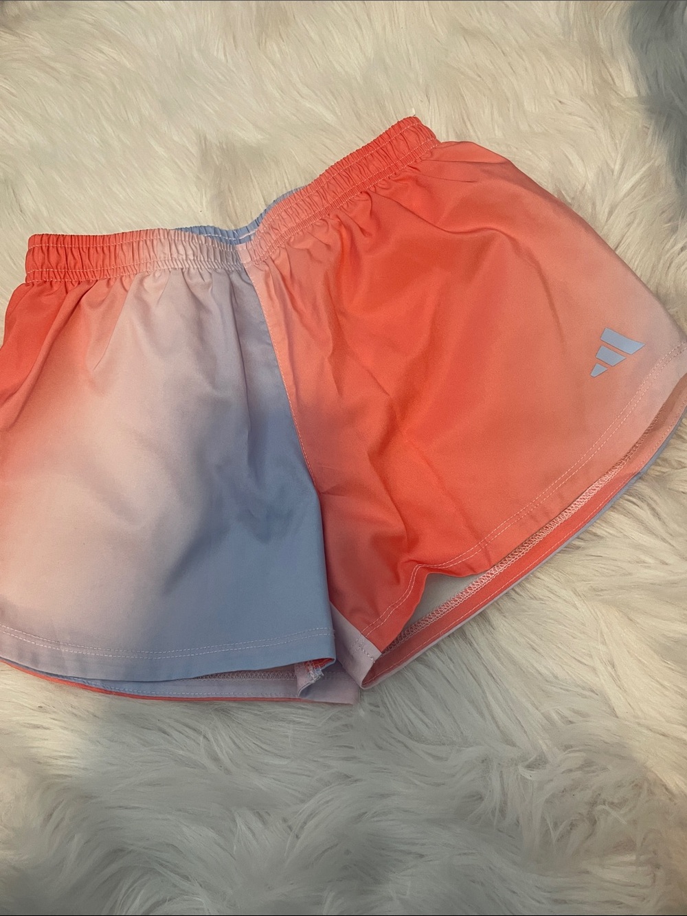 adidas Coral Ombre Athletic Shorts with White Accent